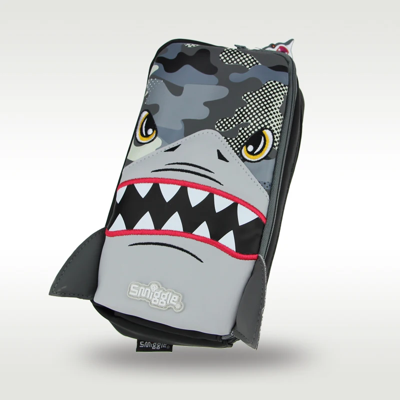 Australia Smiggle Original Hot Selling Pencil Case Student Cool Pencil Case Grey Shark Large Capacity Tote Bag