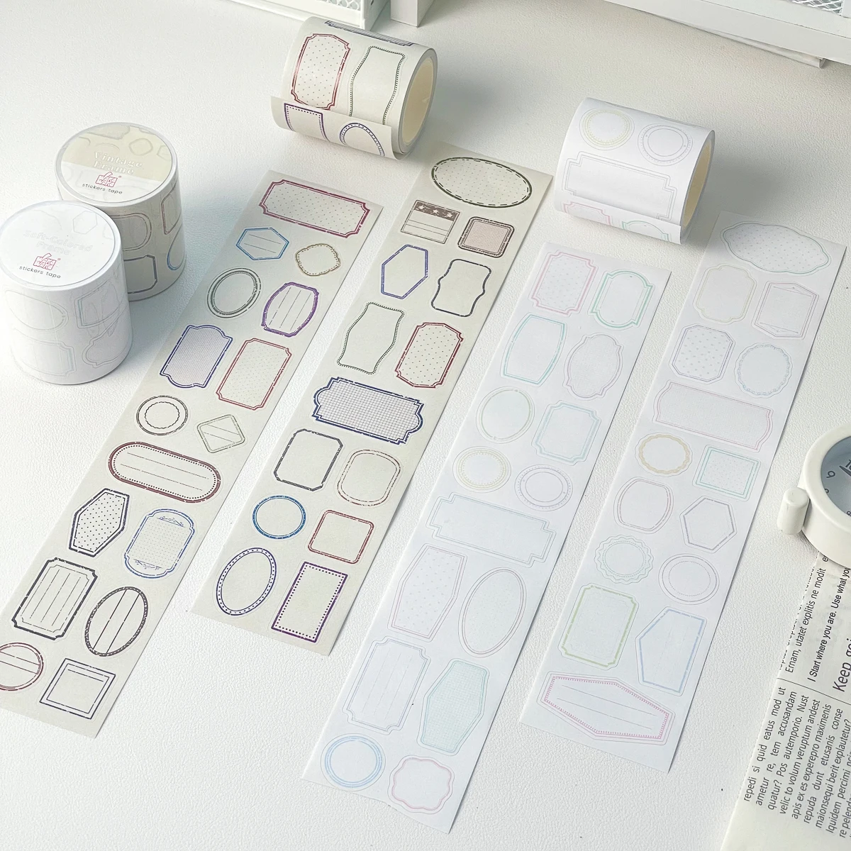 WAKAWAKA Writable Die Cut Tape 5cm×3.5m Die Cut Tape Roll Label Sticker for Journal Planner Scrapbooking DIY Stationery Gift