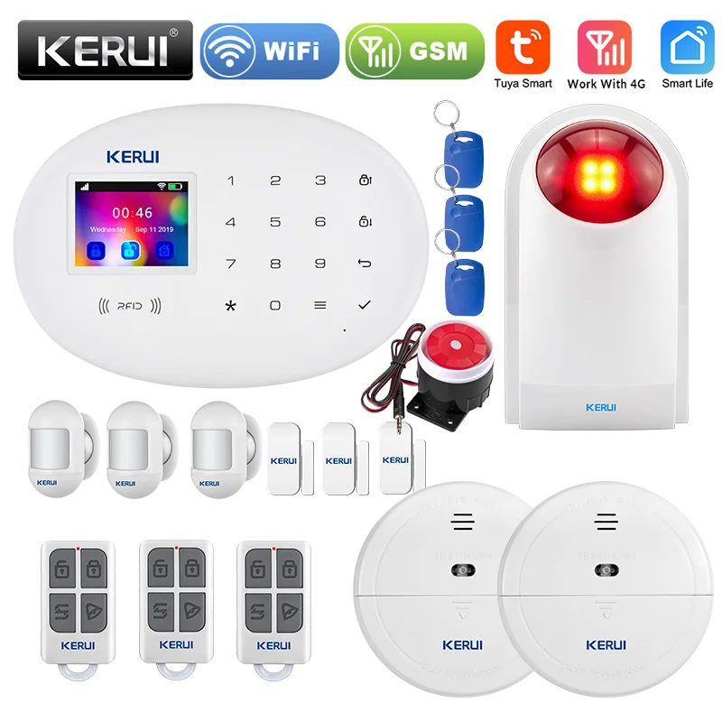 

KERUI W204 4G Tuya APP Remote Control Smart Alarm System PIR Motion Sensor WIFI GSM Home Security 2.4 Inch Touch Panel Burglar