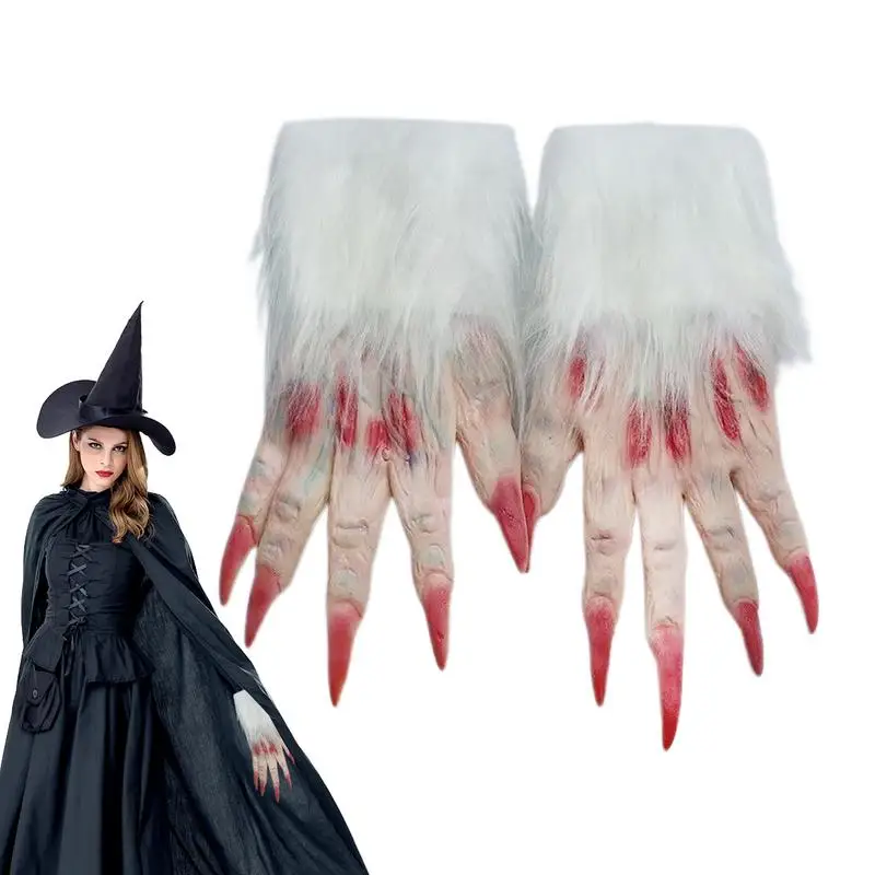 

Werewolf Claws 1 Pair Wolf Hands Werewolf Gloves Cosplay Costume Accessory Funny Halloween Costume Gloves For Women Men Boys