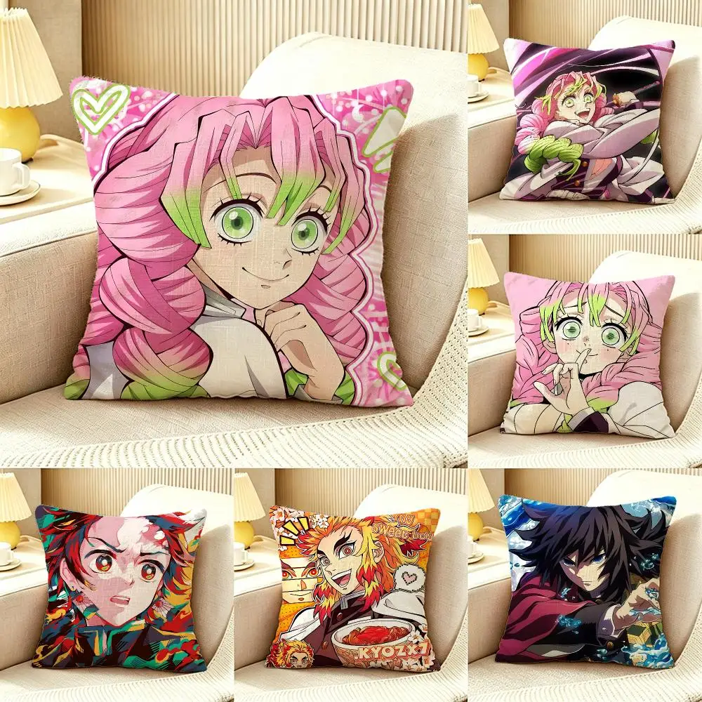 Anime D-De-mon Sla-yerS Cushion Cover Pillow Cover Nordic Minimalist Throw DoubleSided Print Cushion Case for Sofa Bedroom Decor
