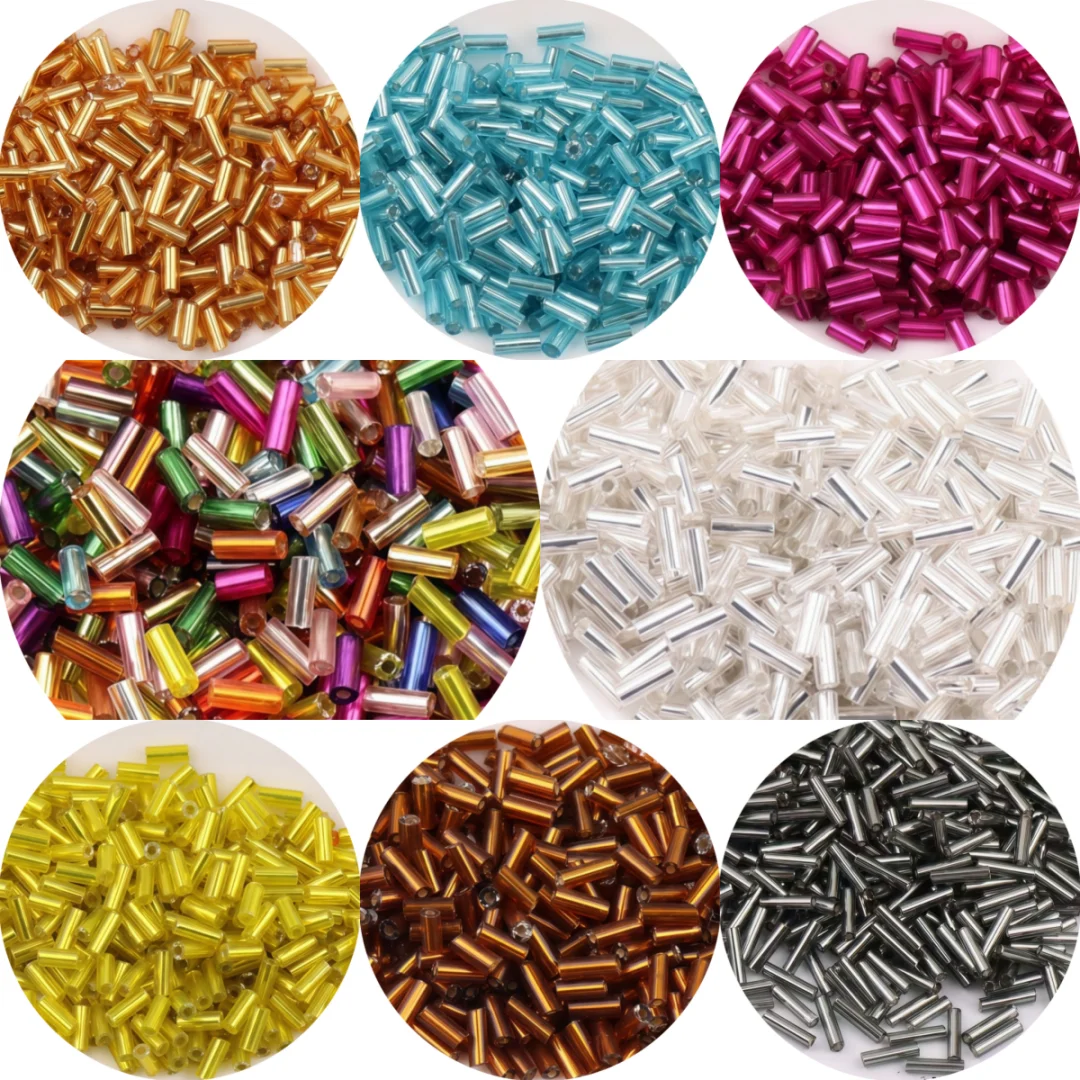 High quality 2x2/4/6mm silver core glass tube beads DIY handmade clothing embroidery tassel beads scattered beads
