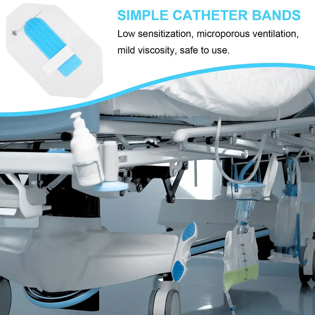 8Pcs Catheter Fixing Stickers Nylon Adhesive Catheter Stabilization Device Universal Size Breathable Skin-Friendly