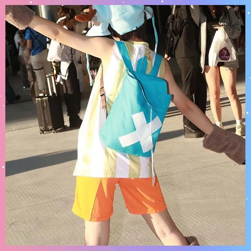 

Сумка-рюкзак из холщовой ткани One Piece с Тони Чоппером, синяя, модная, для косплея, милая школьная сумка через плечо для подростков, женщин и мужчин, подарок на день рождения