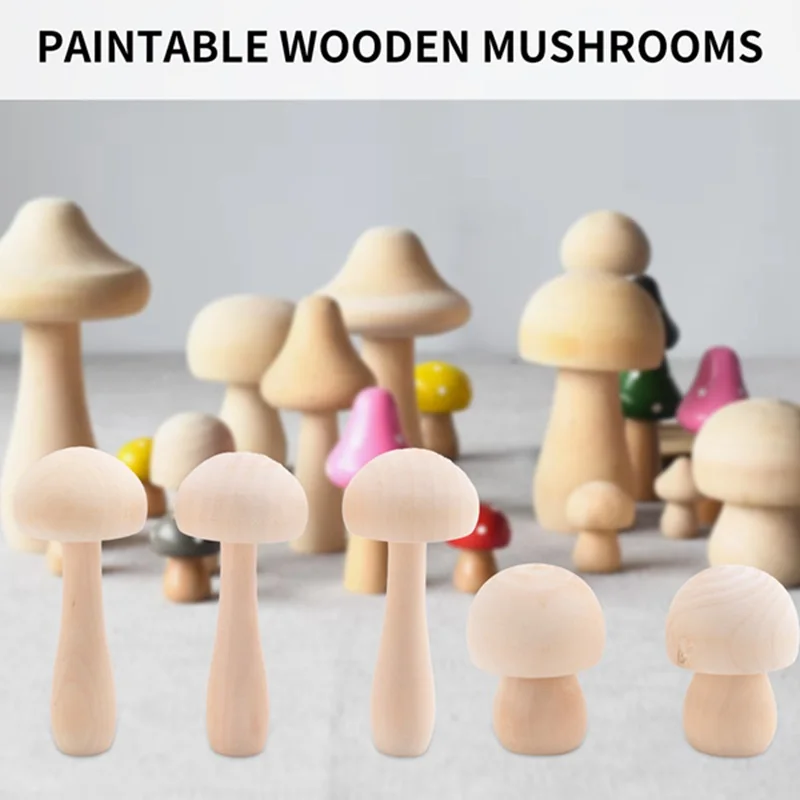 10 Pieces Big Sizes Unfinished Wooden Mushroom Unpainted Wooden Mushroom for Arts and Crafts Projects Decoration-A09G