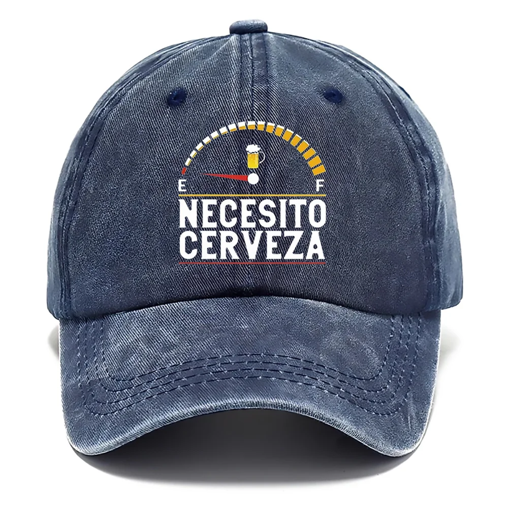 1pc NECESITO CERVEZA Beer Lover's Spanish Phrase Baseball Cap - Adjustable Breathable Unisex Hat with Spanish Beer Design (NECES