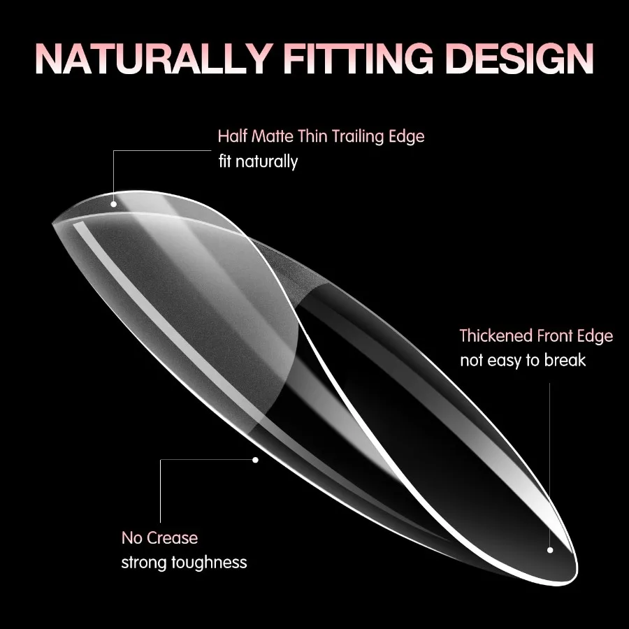 뷰트팔 롱 스틸레토 젤 팁 510개 아몬드 프리쉐이프 네일 팁 풀커버 아크릴 인조 손톱