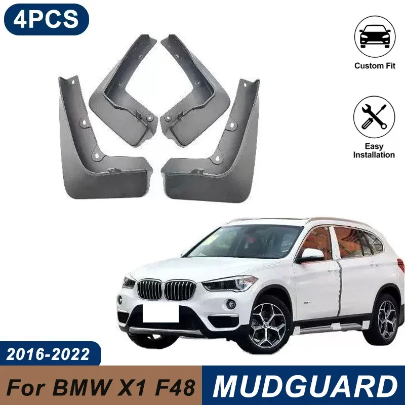 4PCS Car Mud Flaps For BMW X1 F48 2016-2022 Without Pedal Waterproof Anti-Splash Fender Mudguards Auto Exterior Accessories