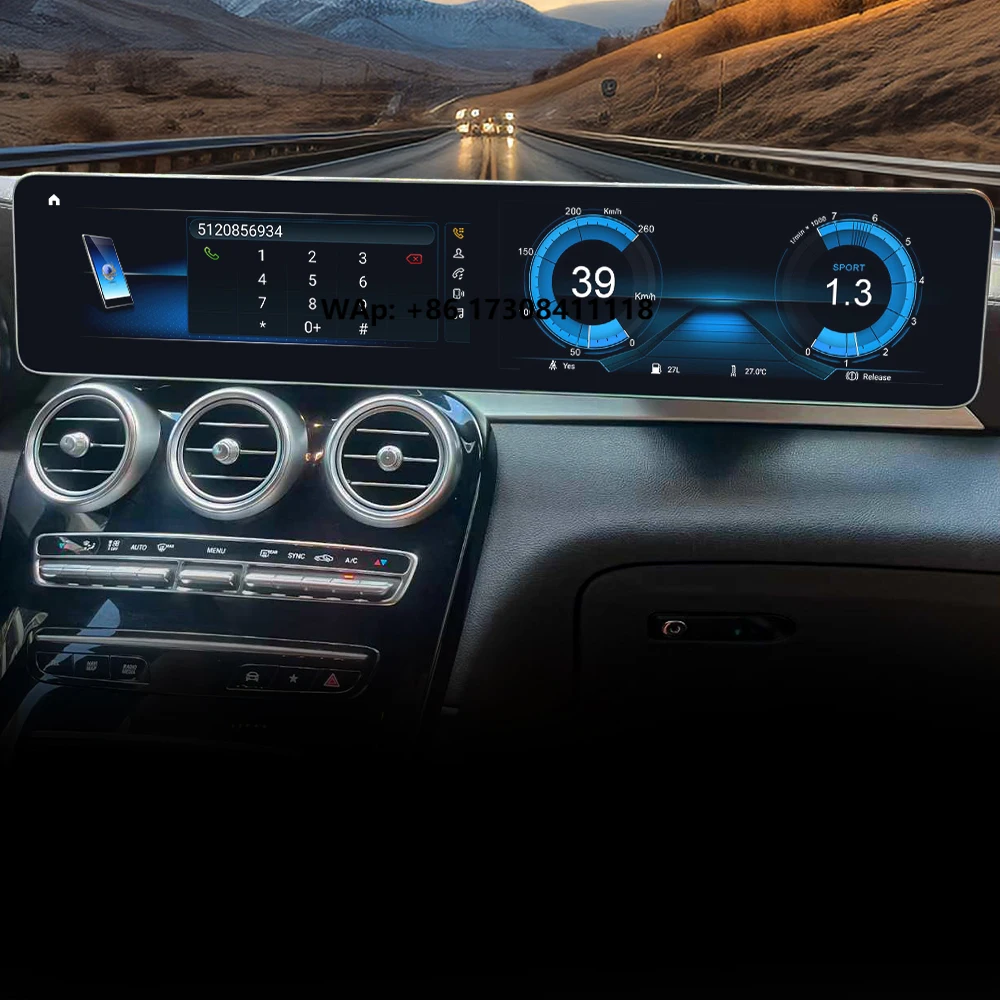 

24.6 Inch Carplay for GLC C-Class 2015-2024 Car Radio Multimedia Navi Head Unit Auto Wireless Dual Screen
