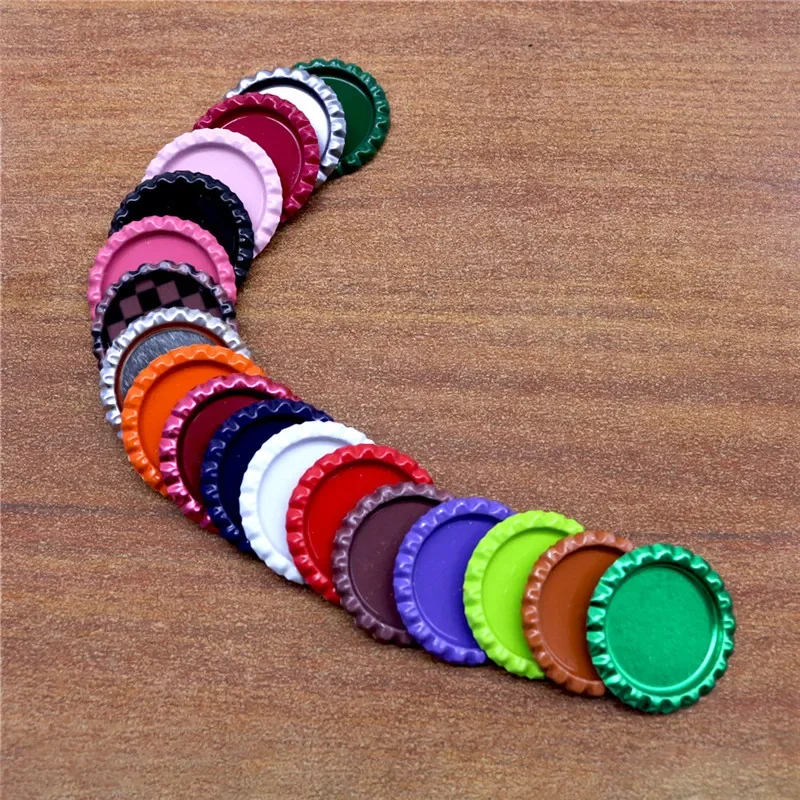 15pcs 25mm Colored Round Flattened Bottle Caps Flat Bottlecaps for DIY Hairbow Crafts Hair Bows Necklace Jewelry Accessories