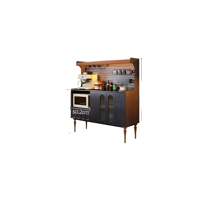 

Integrated high cabinet French retro restaurant against the wall hole board ash wood solid wood tea cabinet