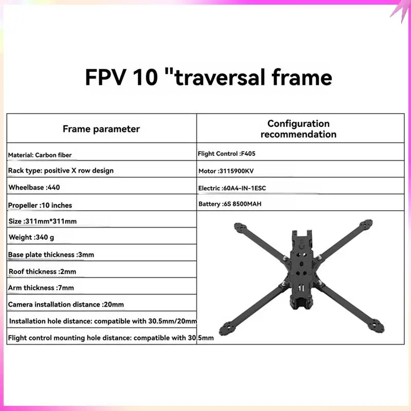 

B68C X10 10-Inch Carbon Fiber Frame Traverser Kit 440Mm Wheelbase Withside Panels FPV Drone Positive X-Row Racks