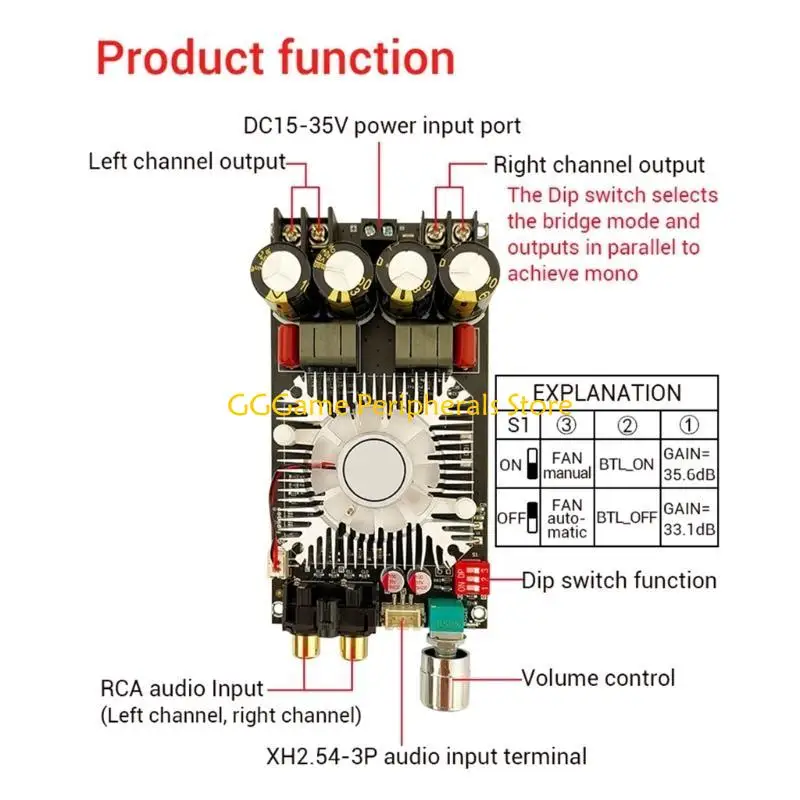 

U55B ZK-1602 Плата усилителя мощности TDA7498E PureRear Digital Power 160 Вт + 160 Вт моно 220 Вт для аудиофилов и любителей DIY