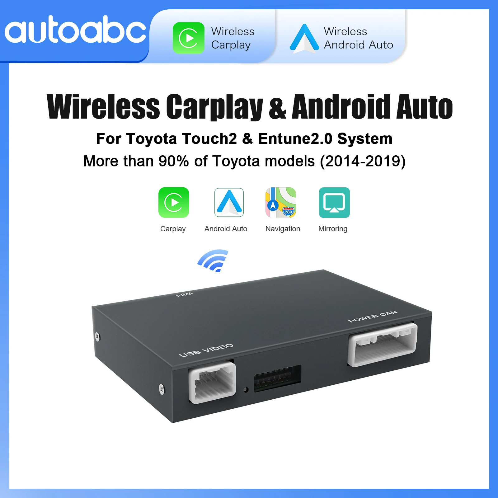 AUTOABC Wireless CarPlay Android Auto Multimedia Module ForToyota Touch2 Entune 2.0 System Supports Highlander,Tundra,Sienna