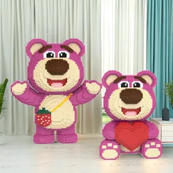 50cm Giant Huge Strawberry Bear Block Assembly Toy Cute Pet Bear Block Kids Gifts Model Ornaments Home Decoration Toys Gifts