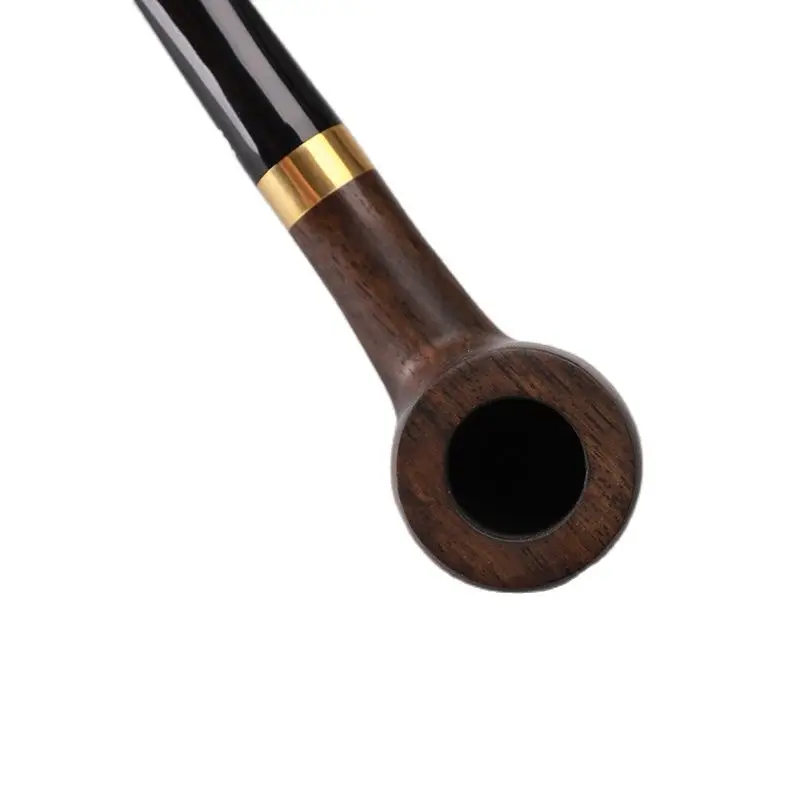 RU-New Handmade Ebony Wood Black Smoking Pipes Tobacco Pipe 9mm Filter Wooden Pipe Gift for Grandfather Father ac0015