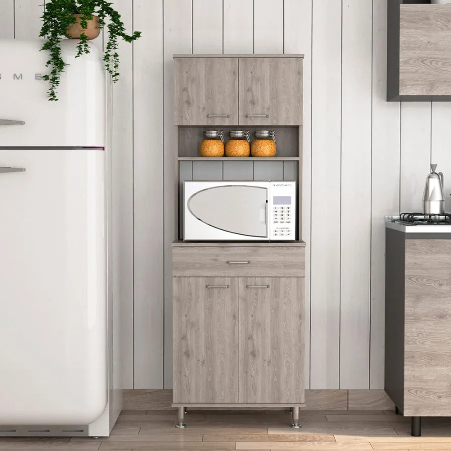 

Bay Area Pantry; Two Door Cabinets; One Drawer; Four Adjustable Metal Legs