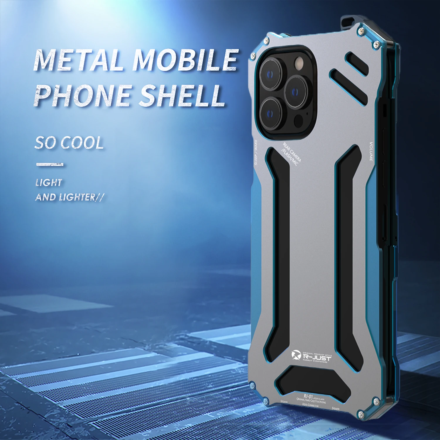 R-JUST Luxury Auminum Alloy Metal Armor Case for iPhone 14 Pro Max XR XS Max 11 12 Pro 13 Mini 14 Plus Shockproof Defender Cover