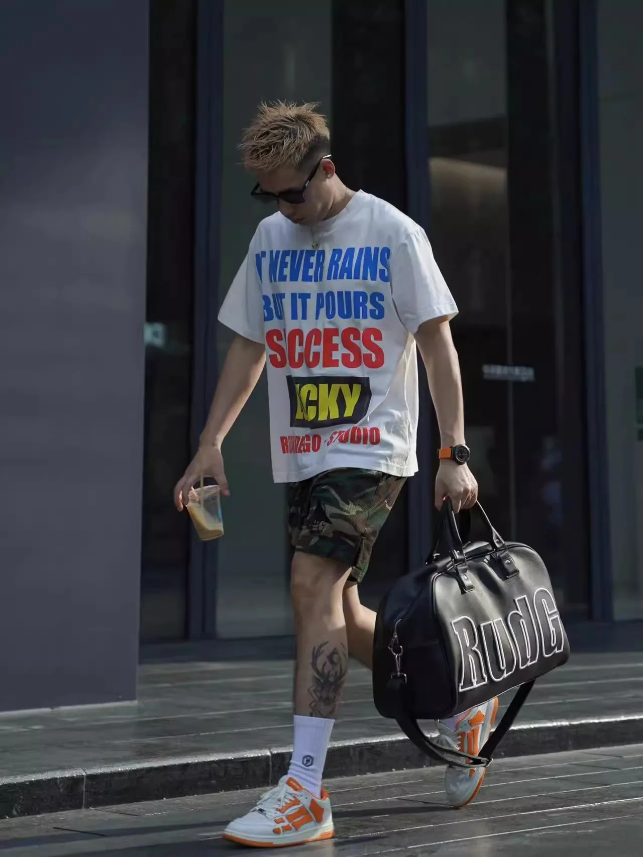 

American Streetwear Retro Camouflage Me orts Men Summer Trendy Loose Knee-Length Breathable Sports Pants Casual Trousers