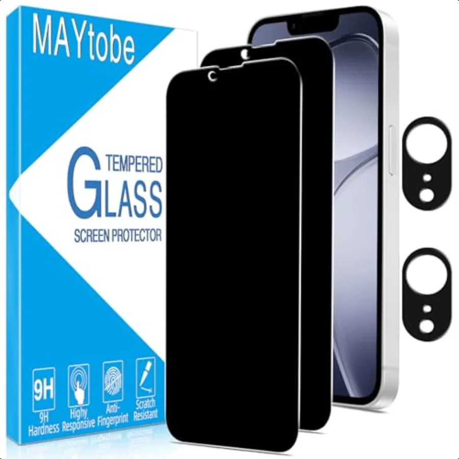 MAYtobe [Pack da [2+2 Progettato per iPhone 16e Pellicola salvaschermo privacy Pellicola temperata privacy con protezione per obiettivo fotocamera per iPhone