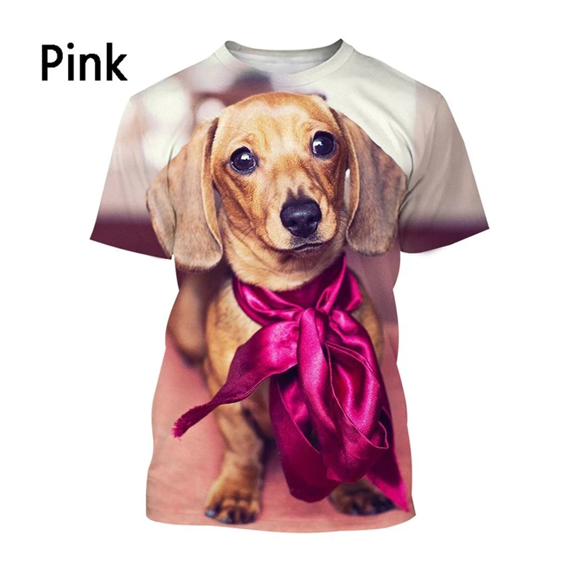 Dachshund 3D Printed T-Shirt Men Women Summer Funny Dog Graphic T Shirts Casual Harajuku Style Kids O-neck Tee Tops Y2k Clothing