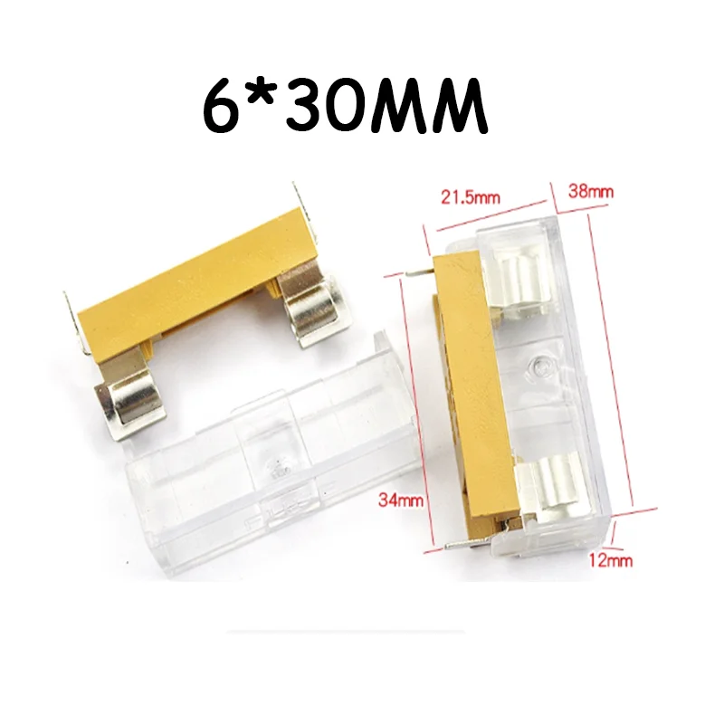 10 Stück 5 x 20 mm/6 x 30 mm Sicherungshalter mit transparenter Abdeckung, Sicherungskasten, hochwertiger Sicherungshalter