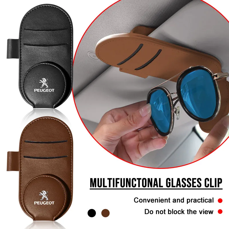 Car Leather Glasses Clip Sun Visor Multi-function Sunglasses Clip for Peugeot BB1 HX1 Partner 3008 4008 4007 Wheel Center Caps