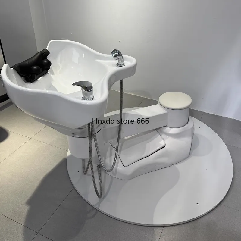 High-End Barber Shop Punch Bed Movable Beauty Salon Multifunctional Rotating Electric Shampoo Chair