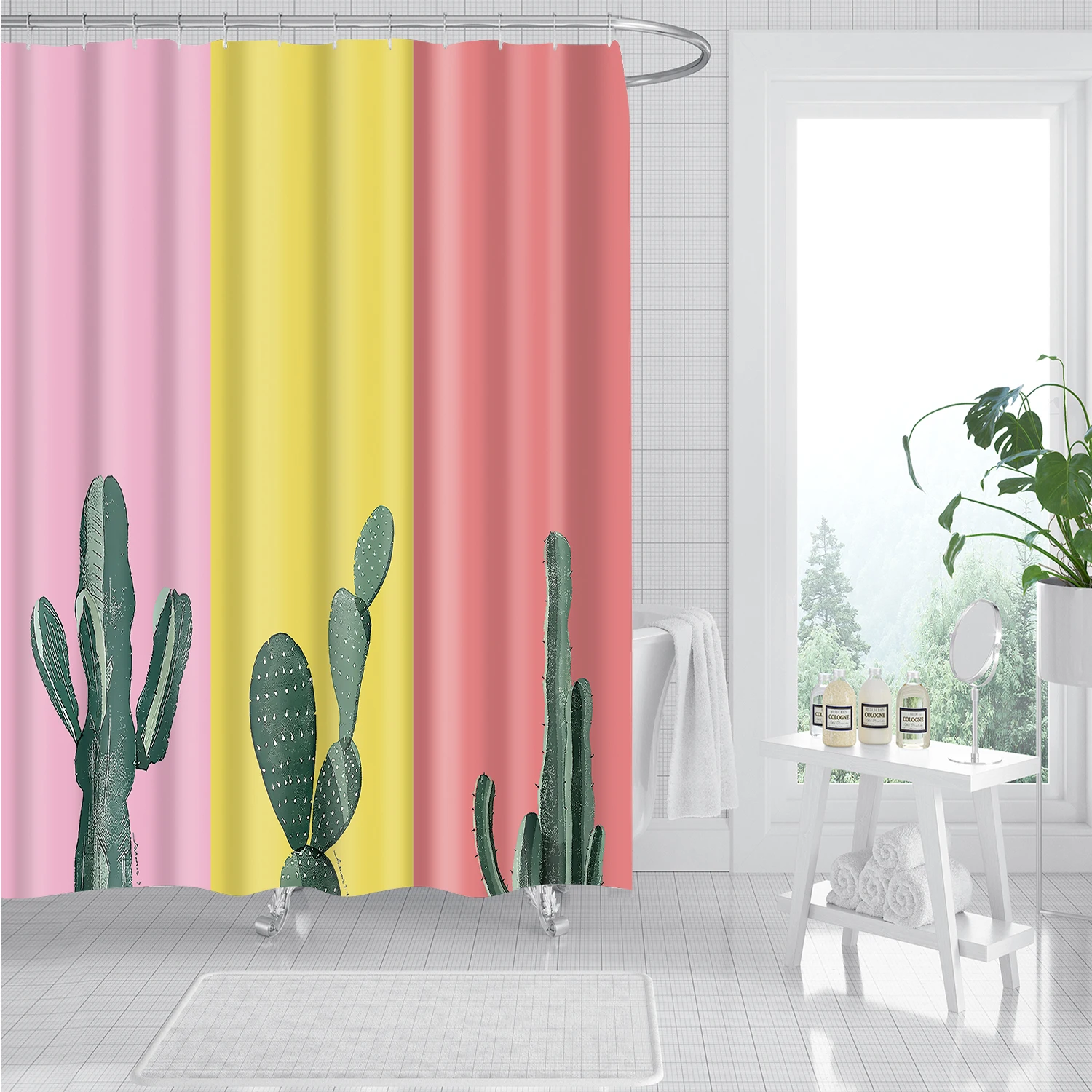 

Sunflower Trees Leaf Flower Shell Shower Curtain Bathroom Curtain Frabic Waterproof Polyester Shower Curtain Set with Hooks