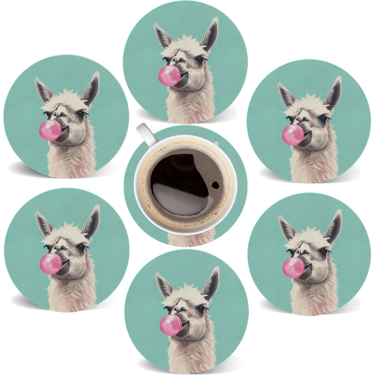 

6Pcs 2D Flat Round Heat Resistant Wooden Mat Drink Cup Coasters Coffee Hot Drink Mug Table Placemat Car Kitchen Accessories