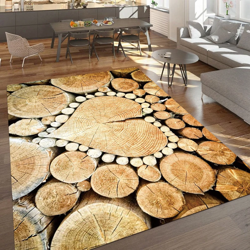 

Timber Design Log Chip Wood Pattern Printed Rectangle Carpet Rug For Bedroom Living Room Soft Fluffy Rug Nonslip Mat Home Decor