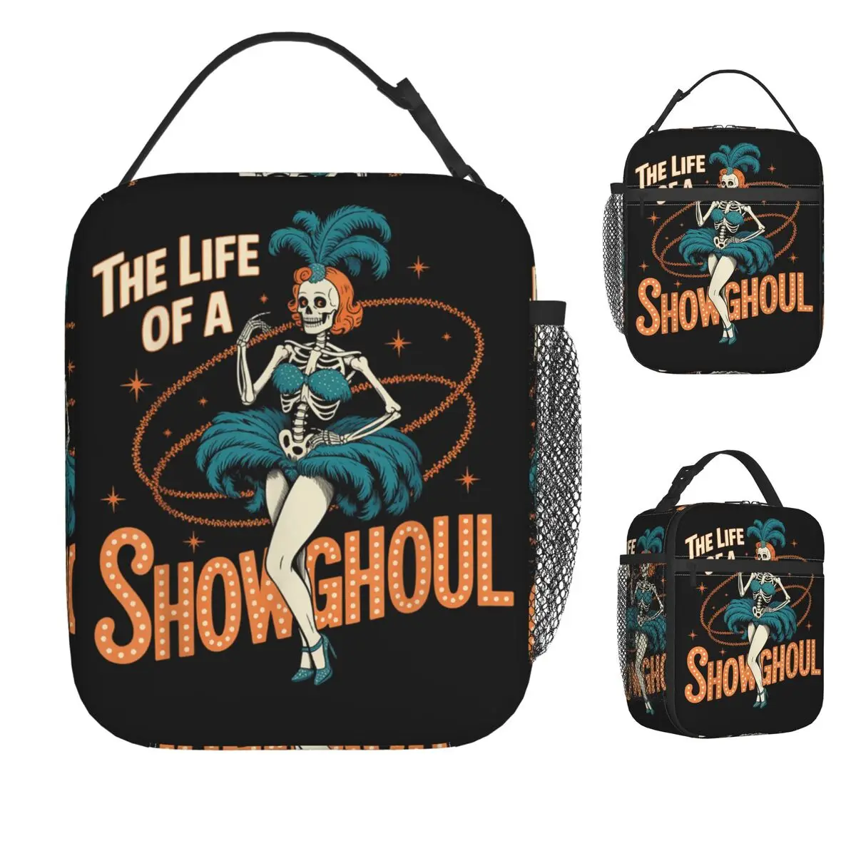 Show Skeleton Girl Lunch Bag Beach Lunch Box For Unisex Casual Print Tote Food Bags Oxford Cooler Bag