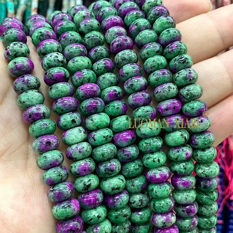 6x10MM Abacus Natuursteen Lepidoliet Chalcedoon Losse Rondelle Spacer Kralen voor Sieraden Maken DIY Armband Bedels accessoires