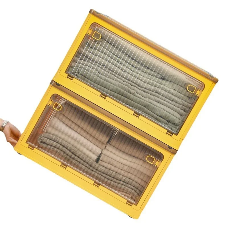 

【Ограниченное предложение по времени】Складной ящик для хранения большой емкости — штабелируемый утолщенный пластиковый органайзер, прозрачная пластиковая папка для дома