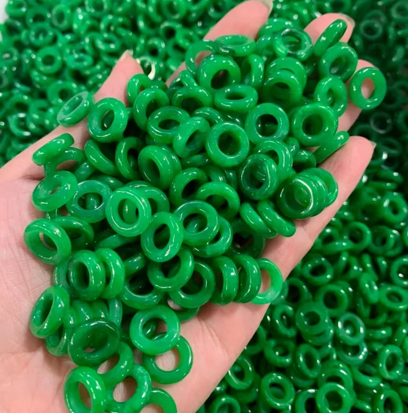 10pc Natural A Green Jade Doughnut 13mm Beads DIY Bracelet Bangle Charm Jewellery Fashion Accessories Amulet Gifts for Women Men