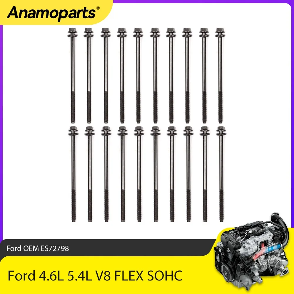 Engine Cylinder Head Bolts Set Fit 4.6 5.4 L For Ford Lincoln Mercury E-150 F-250 4.6L 5.4L V8 DOHC 1991-2014 OEM ES72798