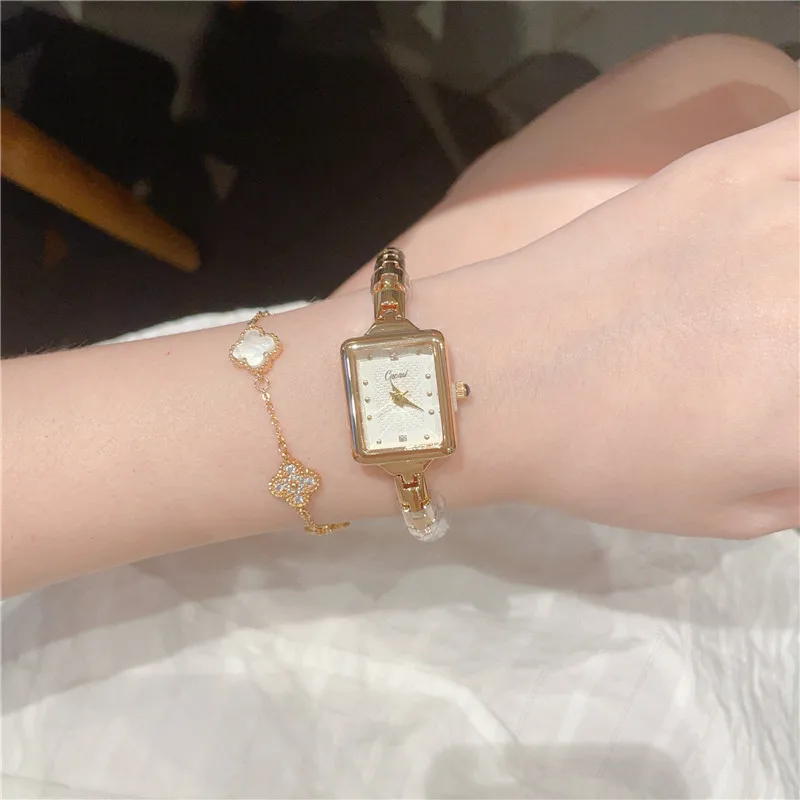 Cacaxi luxury bracelet watch for women vintage small gold women watch rectangular quartz watch reloj mujer часы женские наручные