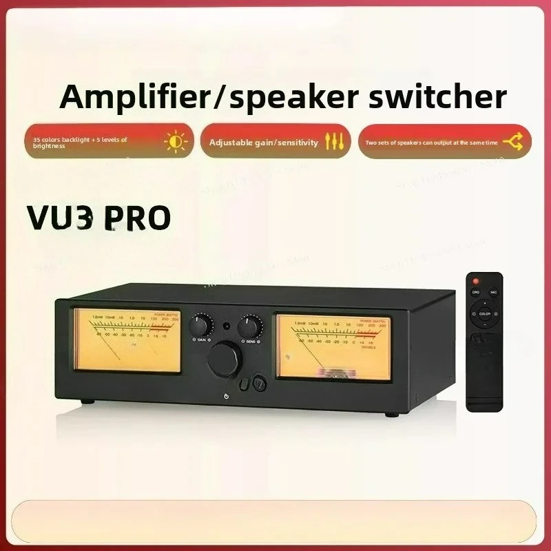 2 In 2 Out Amplifier/Speaker Switcher - VU3 PRO Audio Distributor with Dual VU Meters