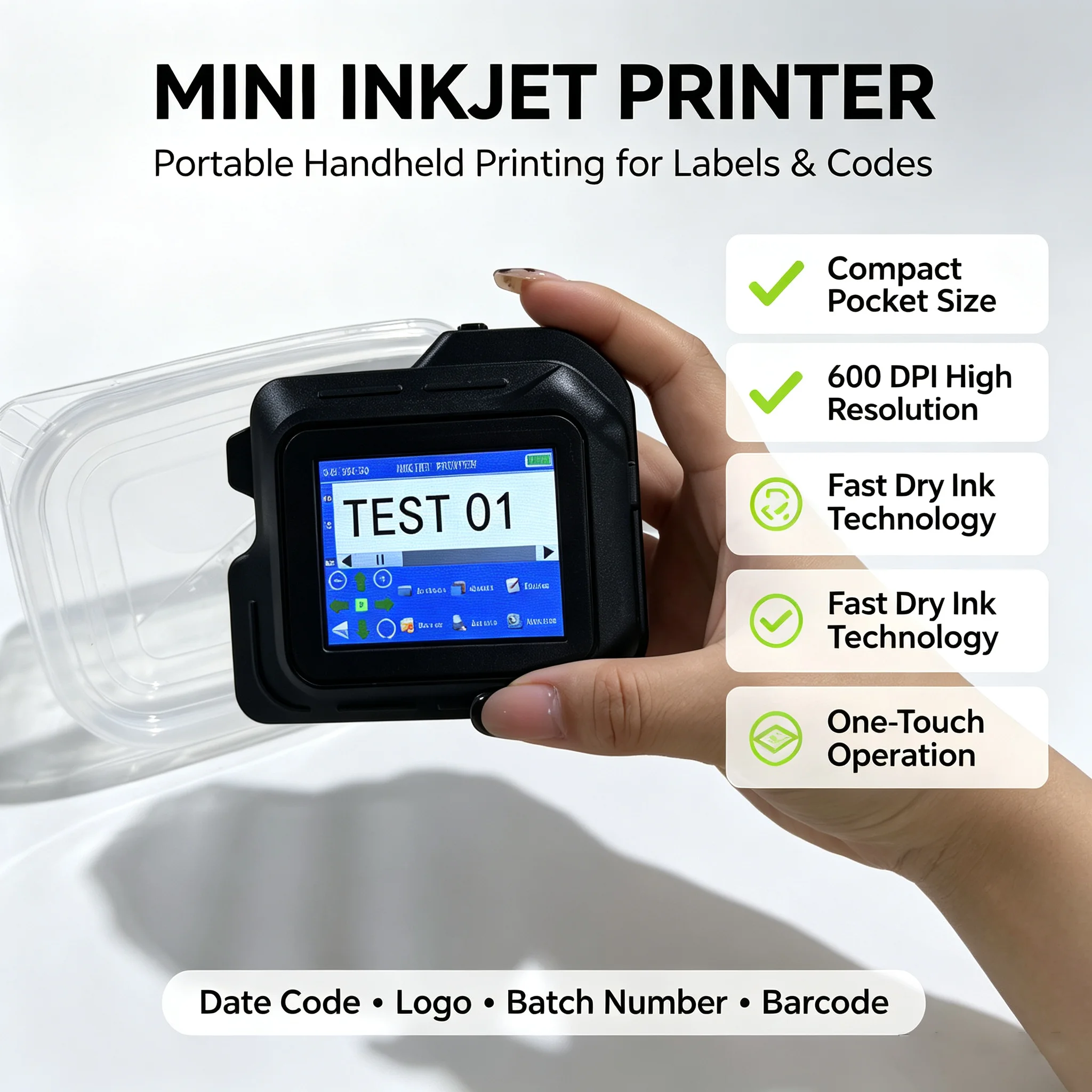 Small Inkjet Coding Machine Portable Packaging Expiry Date Printer Codificadora Handheld TIJ Printer