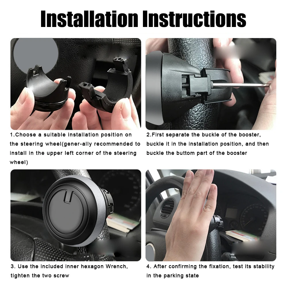 360 Degree Rotation Ball Shaped Turning Steering Wheel Booster Metal Bearing Power Handle Spinner Knob Universal