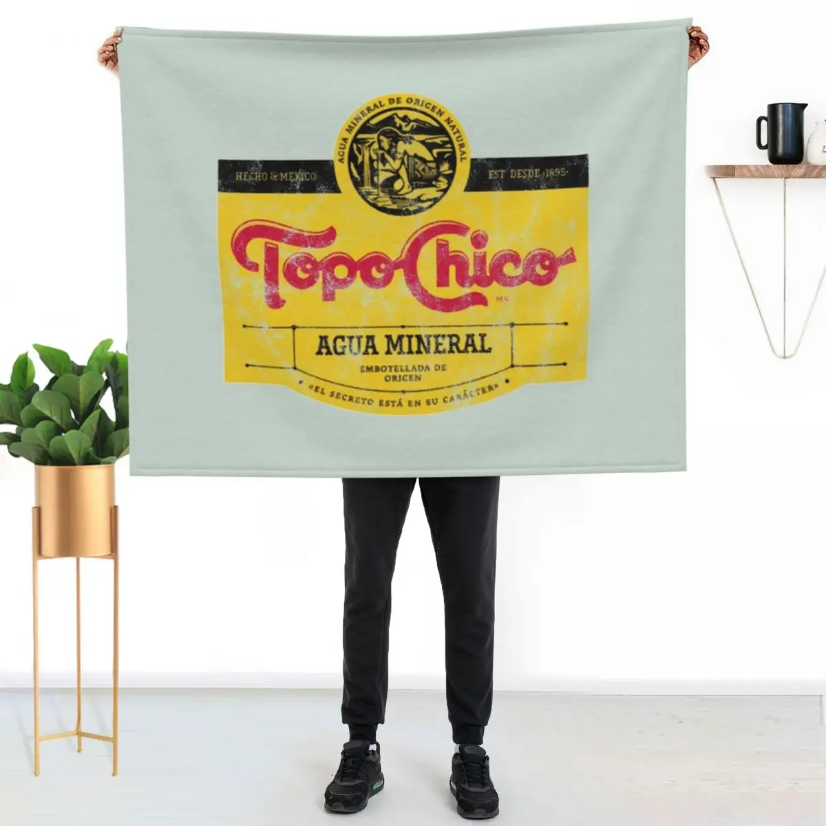 

Topo Chico agua mineral worn and washed logo (sparkling mineral water) Throw Blanket