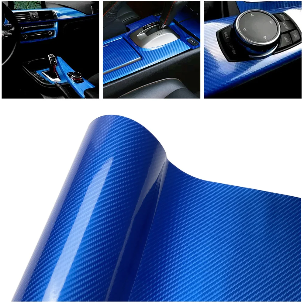 

Глянцевая синяя 6D виниловая пленка из углеродного волокна, водонепроницаемая автомобильная наклейка для авто, мотоцикла, велосипеда, декоративное покрытие, сделай сам