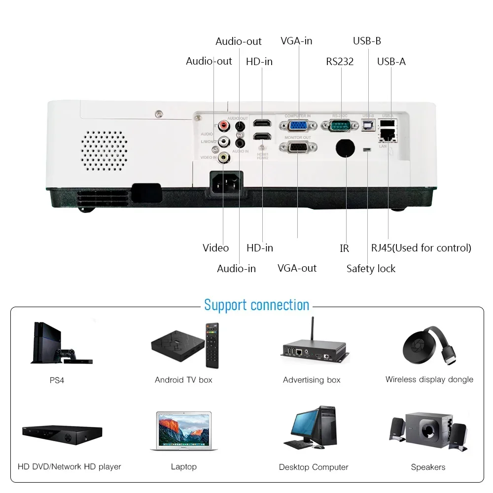 Hottest BYINTEK K201 3300 Ansi 3LCD 3D School Meeting Use Laser Projector 4K For Outdoor Education Advertising Projector