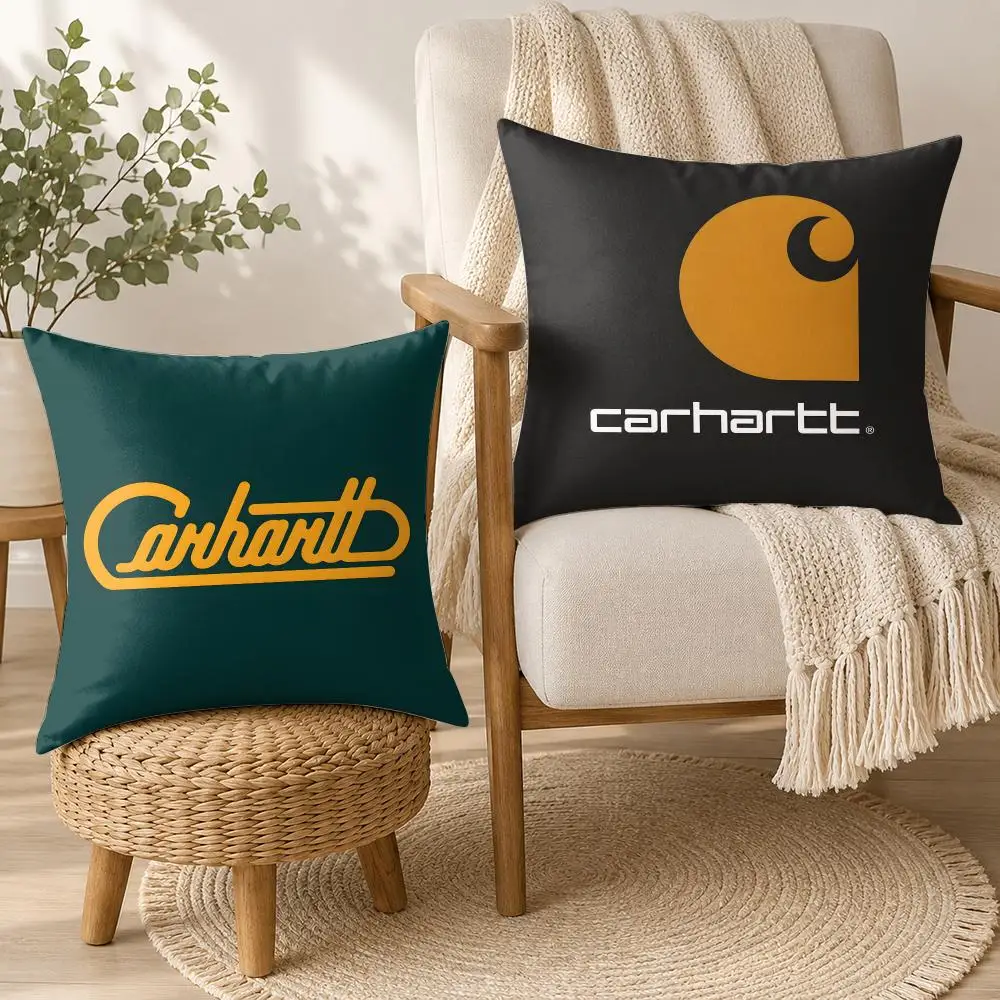 Fashion C-Carhartts-S Logo Cushion Cover Square Decorative Throw Pillow 40x40cm For Sofa Bedroom Living Room Home Decor