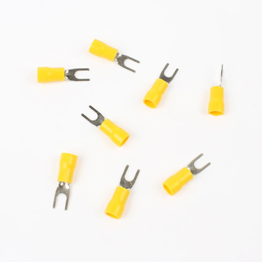 SV5.5-4/5/6/8 Yellow fork Furcate Pre-insulating Terminal Type Cold pressed terminals Cable Connector Wire Connector 100PCS/Pack