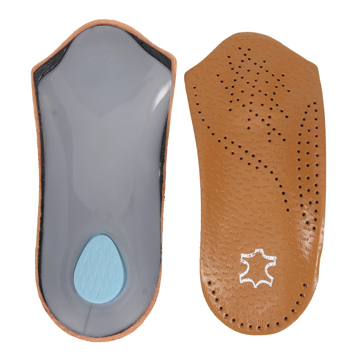 1 Pair Support Insoles Half Pads For Flatfoot Pads Flat Feet Comfortable Shoe Inserts Size 37-38 Brown Foot Care Tool