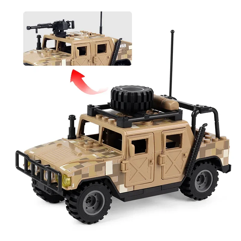 Funny Gifts:Desert Humvee Jeep Military Vehicle Model Car,Small Particle Building Blocks,Children's Toys,Holiday Gift,Cool Stuff