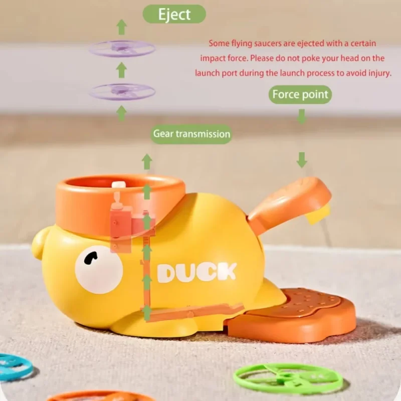 Crianças voando disco lançador brinquedos, lançador de ar disco foguete jogos pato elefante captura jogo para crianças brinquedos ao ar livre esportes