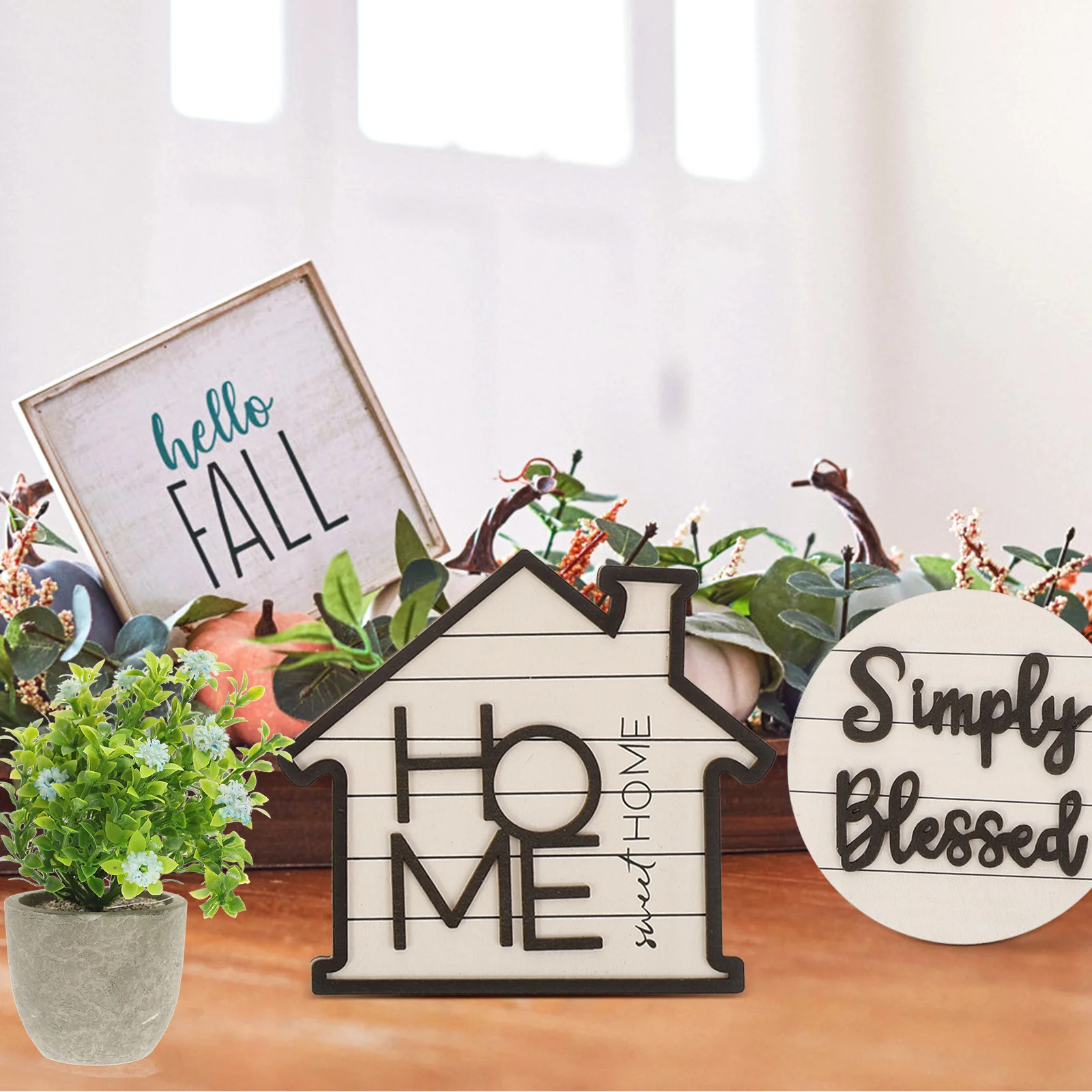 

1 set 1 Set Farmhouse Tiered Tray Decor Rustic Wooden Table Ornament Multi-Scene Storage Display For Kitchen Bedroom Living Room