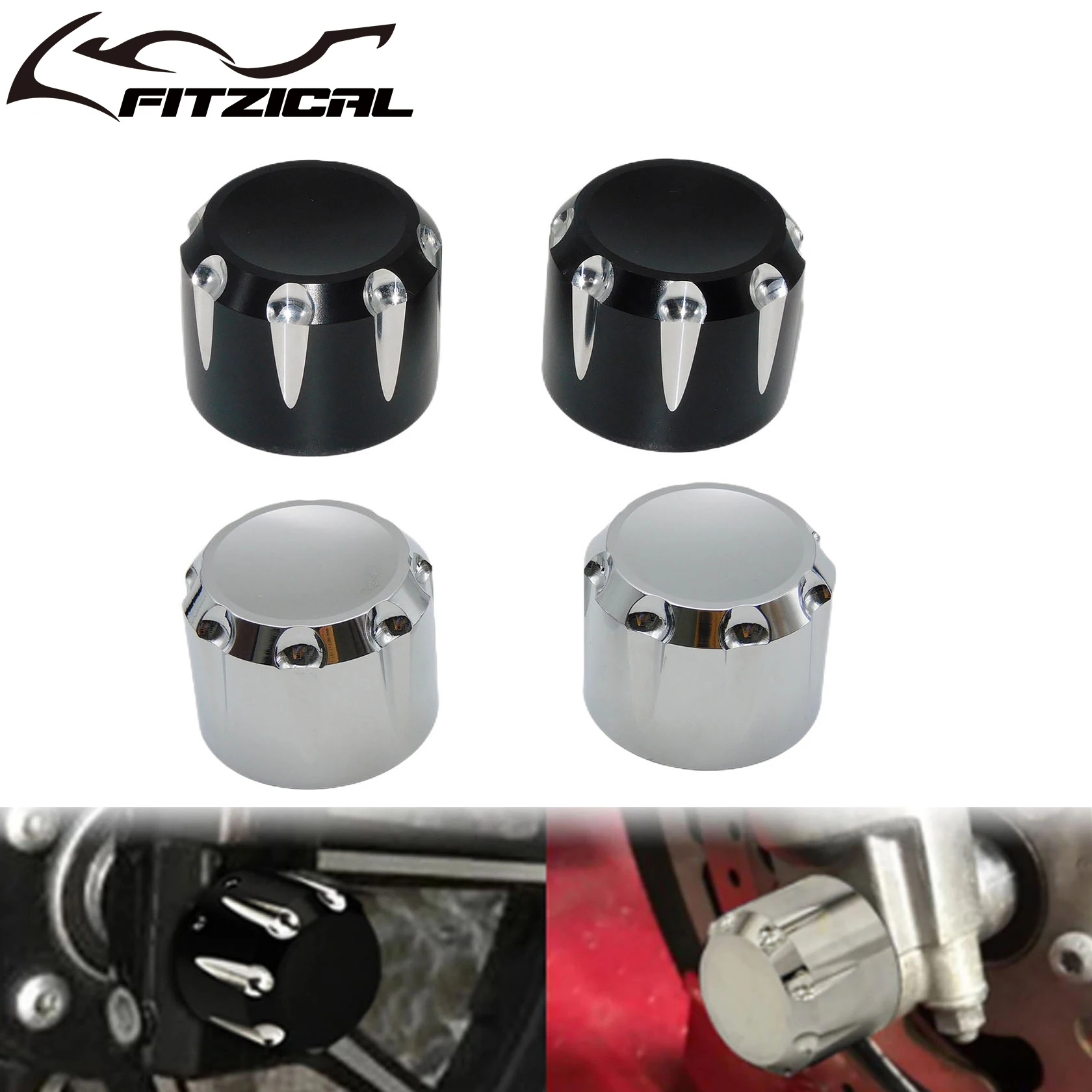 Motorcycle CNC Front Axle Nut Covers Caps Black/Chrome Aluminum For Harley Dyna Fat Bob Touring Street Glide Sportster XL 883